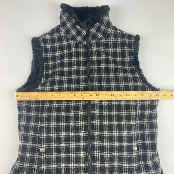 Woolrich Vest Women's Size Medium Wool Blend Faux Fur Plaid - Picture 12 of 14